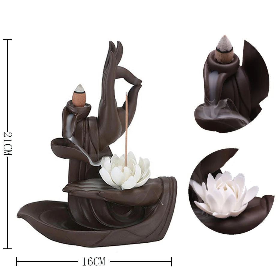 Zen Censer Backflow Incense Burner Bergamot Lotus, Landscape Waterfall , Dragon Refluxing Incense Burner Rack,Zen Incense Burner