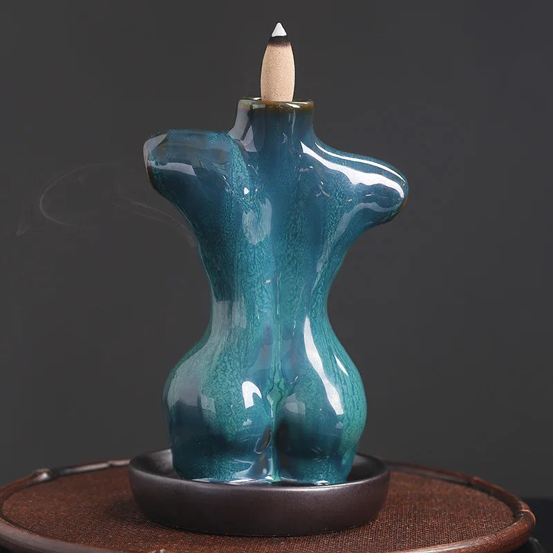 1Pc Handmade Body Art Ceramic Handicraft Home Ornaments Backflow Incense Burner (Without Incense)