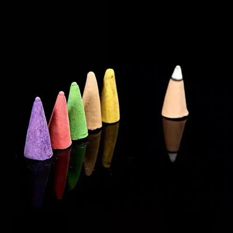 1Pack Backflow Incense Cones Pack of 60 Mixed Flavor Natural Incense Floral Lavender Sandalwood Aloes Aromatherapy
