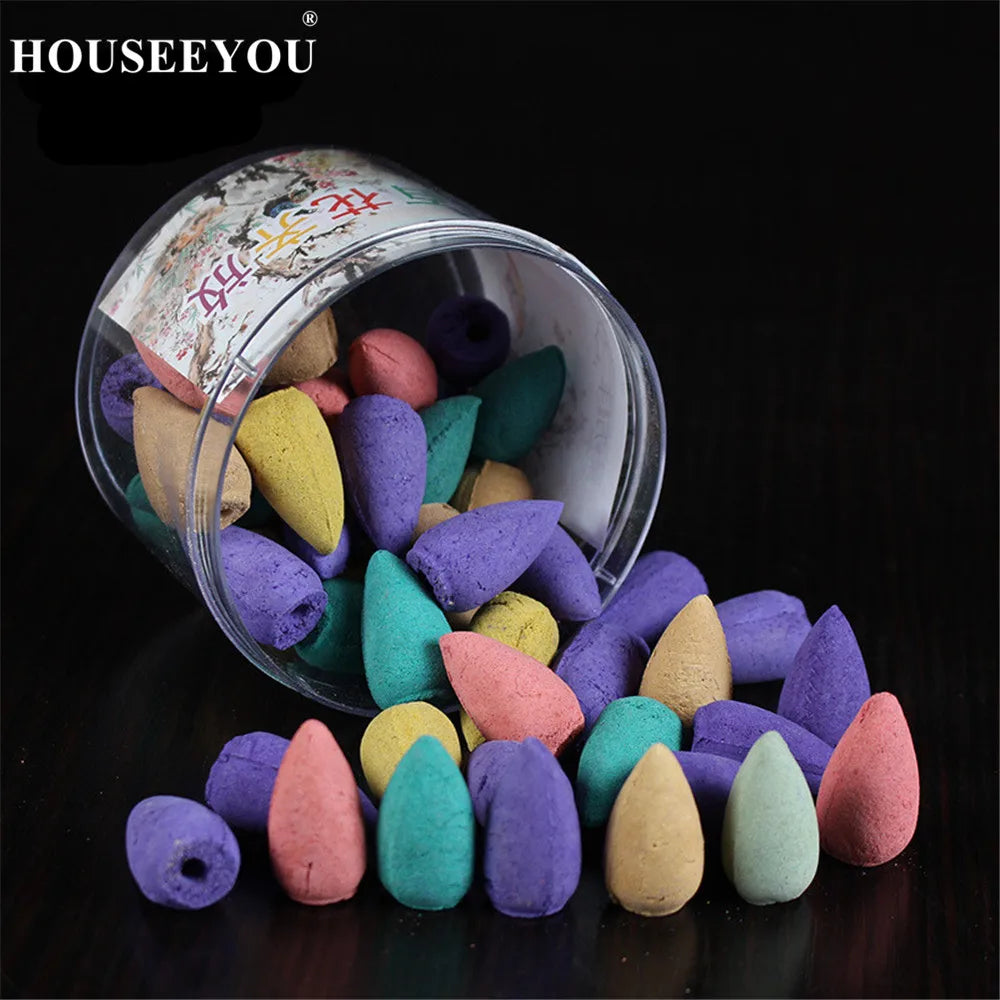 16 Kinds of Fragrance Backflow Incense Cones 40PCS Plastic Box Packed for Waterfall Incense Burner Censer Nature Smell Stick