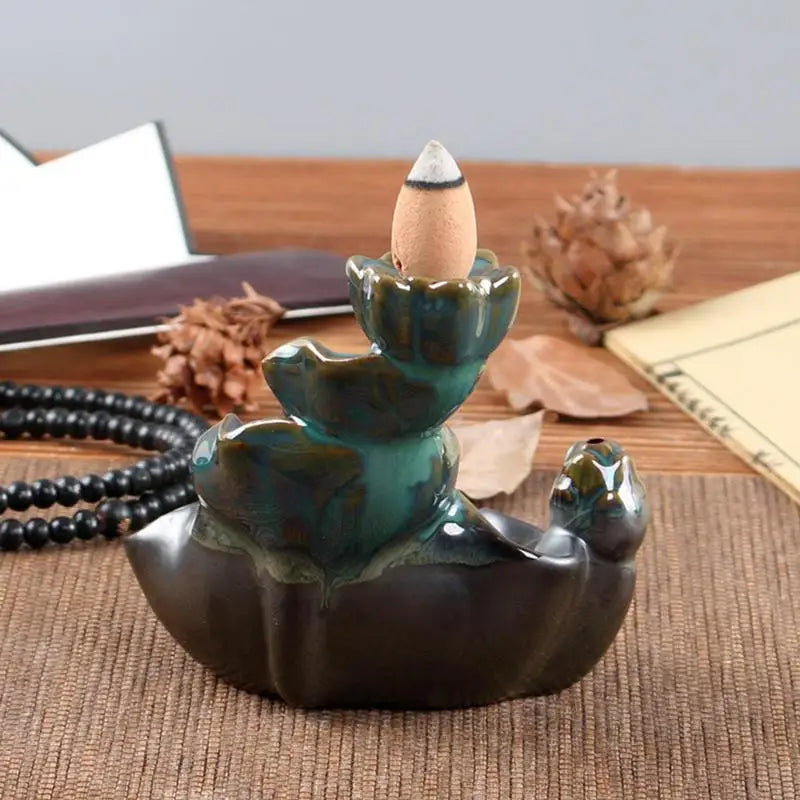 Backflow Incense Burner Ceramic Waterfall Incense Holder Indoor Aromatherapy Ornament Zen Decor for Home Office