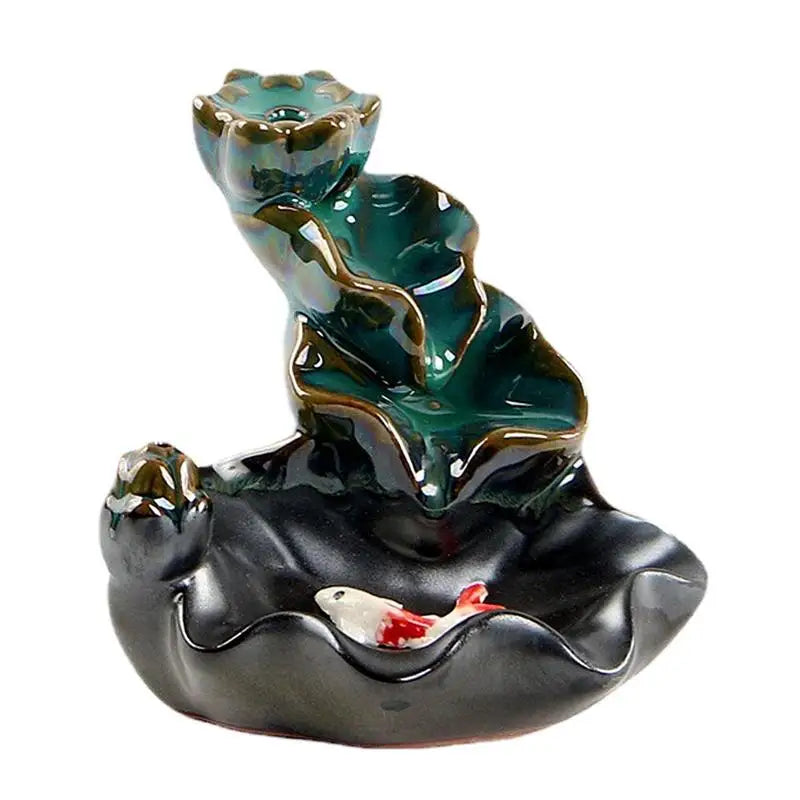 Backflow Incense Burner Ceramic Waterfall Incense Holder Indoor Aromatherapy Ornament Zen Decor for Home Office