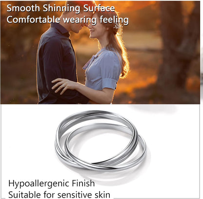 Women Solid Silver Rings, Celtic Knot Eternity/Plain Wedding Band Stacking Ring, with S925 Stamp-Send Gift Box