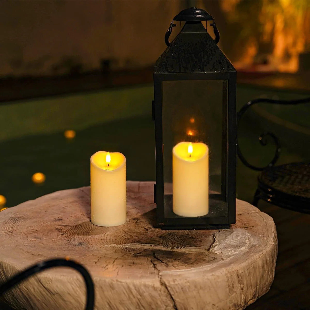 6”X3” Flameless Candles, Outdoor Waterproof Candles, Battery Operated Candles with Remote, Flickering LED Candles, Ivory White