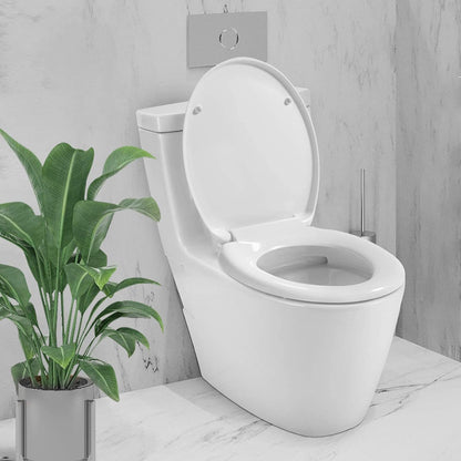 Toilet Seat, Soft Close Toilet Seat White with Quick Release Oval Toilet Seat, Quick-Release for Easy Cleaning Standard Durable Plastic Toilet Seat with Non-Slip Seat Bumpers