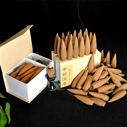 22Pcs+1Pcs Holder Oversized 30 Minutes Smoke Backflow Tower Incense Cones Gift Hardcover Sandalwood Incense Cones Ceramic Burner