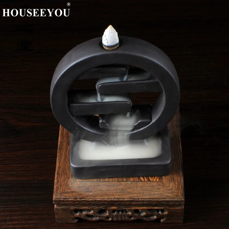 Square Incense Ceramic Backflow Incense Burner Creative Home Decor Incense Holder Censer Living Room Office Ornament