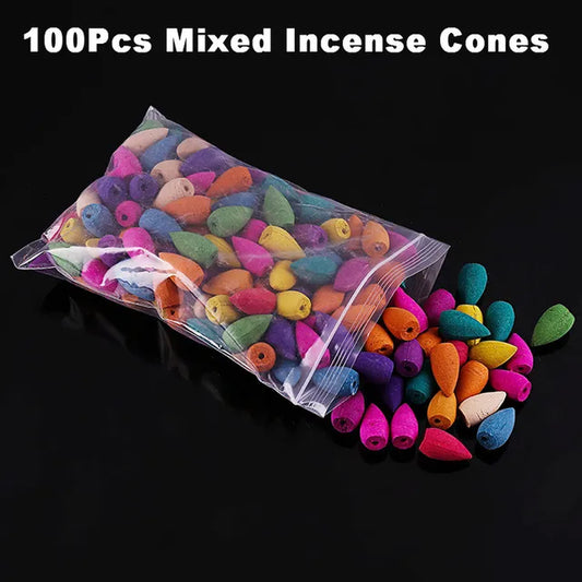+ 20Pcs Incense Cones Ceramic Creative Flowing Water Backflow Incense Burner Home Decor Aromatherapy Censer Home Decorations