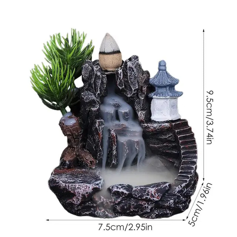Backflow Incense Burner Holder Mountains River Waterfall Decoration for Home Fragrance Fireplace Aromatherapy Environment